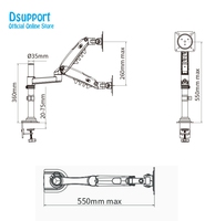 H80 Soporte de Escritorio Ergonómico de Movimiento Completo 2-9kg Capacidad de Carga 17-27 \ "LCD LED Monitor TV Soporte Escritorio Resorte de Gas Aluminio