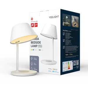 Yeelight xiaomi lâmpada profissional, lâmpada de mesa de cabeceira staria, controle via app, funciona com assistente google, amazon alexa