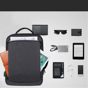 Kiểu dáng đẹp chức năng màu xám máy tính xách tay Ba lô <span class=keywords><strong>USB</strong></span> sạc đa năng kinh doanh cổ điển ba lô chống trộm túi bền - Product Image 5