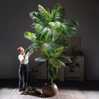Palmera Artificial de 2.4 Metros de Altura para Decoración de Terraza y Piscina, Resistente a los Rayos UV, Planta Tropical Artificial de Doble Tronco para Espacios Exteriores