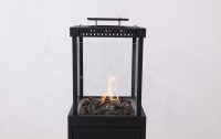 Chauffe-terrasse portable à gaz avec flamme réglable, homologué CE, foyer extérieur autoportant en verre trempé