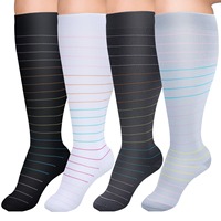 Chaussettes de compression élastiques et respirantes pour infirmières, taille 3XL+, hauteur genou, confortables et soulageant la pression