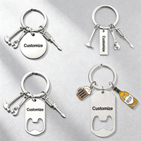 Porte-clés Ywyougang, ensemble d'outils, porte-clés en métal gravé sur mesure, breloque marteau, clé à molette, tournevis, pour cadeau promotionnel
