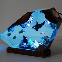 Lampe de nuit en bois et résine faite à la main, design moderne, lampes LED à dégradé de couleurs, batterie, décoration de table à domicile, artisanat, cadeau, nouveauté