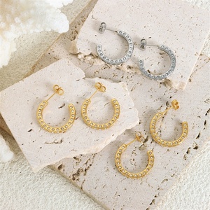Non Tarnish Jewelry Ear <b>Cuff</b> <b>Earrings</b> Stainless Steel Gold Plated Zircon Stud <b>Earrings</b> for Women - Product Image 2