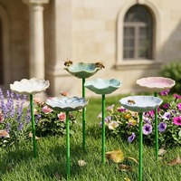 Abreuvoir en céramique abeille et papillon 50 cm – Station d'ensemencement pour jardin, patio extérieur, pelouse et parterre de fleurs