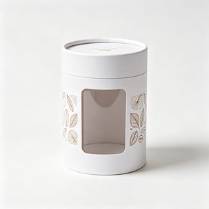 Boîte cylindrique en papier recyclable légère avec fenêtre transparente, tube rond pour emballage de grains de café, pour présentation en supermarché - Product Image 1