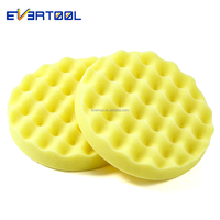Tampon de polissage en mousse ondulée jaune EVERTOOL, fixation auto-agrippante, pour polisseuse de voiture DA RO