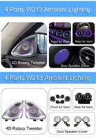 Iluminación Ambiental de 64 Colores W213 para Mercedes-Benz Clase E 2016+, Luz Interior, Rejilla de Ventilación, Altavoz Giratorio 4D