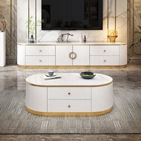 Meuble d'intérieur en pierre et acier inoxydable, Table basse moderne et luxueuse, idéale pour le salon