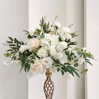 Décorations de table de mariage transfrontalières européennes modernes, boules de fleurs artificielles en soie 45 cm, cadre géométrique en T 60 cm