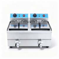 Friteuse électrique professionnelle en acier inoxydable avec 2 cuves, 2 paniers, capacité de 16 L, montée en température rapidement