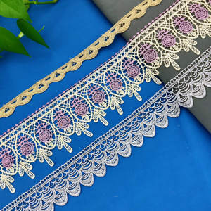 गर्म निर्माताओं थोक गृह कपड़ा ट्रिमिंग एक्सेसरीज कपड़े के लिए पॉलिएस्टर कढ़ाई फीता कपड़े - Product Image 2