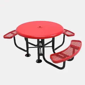 Mobili esterni ristorante in metallo solid top tavolo da picnic e sedie outdoor commercial steel assemblare tavolo da picnic con panca