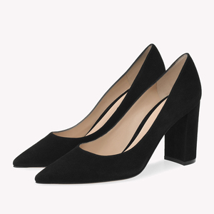 Zapatos de tacón alto de gamuza con punta para mujer, estilo court, tacón grueso, para oficina, venta al por mayor OEM - Product Image 6