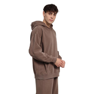 Suéter CL400h de 400g con Capucha, Estilo Retro Desgastado, Felpa Fina, Talla Grande, Hombros Caídos, Diseño Sólido, 100% Algodón, Oversize, Otoño - Product Image 5