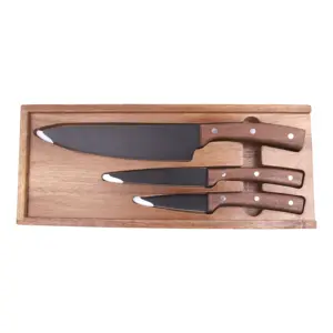 Juego de cuchillos de Chef profesional con revestimiento antiadherente súper afilado de acero inoxidable de alta calidad con caja de madera
