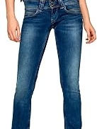 Jean droit taille mi-haute pour femme, en denim lavable, coupe classique, bleu délavé, pour usage quotidien décontracté, été, tissé simple - Product Image 3