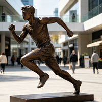 Statue de bronze Running Man, sculpture sur mesure, thème sportif extérieur, taille réelle