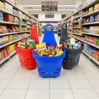Keranjang Belanja Plastik 45L dengan Roda, Troli Supermarket, Keranjang Tugas Berat, Produsen PP