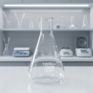 Fiole Erlenmeyer en verre transparent de 1000 ml à col étroit, récipient de mélange chimique de laboratoire, marque MAYALAB MC10FG, garantie 3 ans - Product Image 3