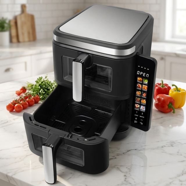 11L Double Basket Electric Air Fryer 2025 New Model Large Capacity High Quality LCD Display Oil-Free Energy Saving Visual Window