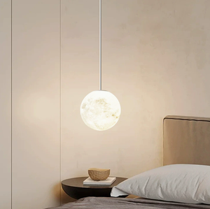 Lámpara Colgante Minimalista con Diseño de Astronauta y Luna, Estilo Moderno Crema, Control Táctil LED Regulable, para Dormitorio Infantil/Cabeza de Cama - Product Image 3