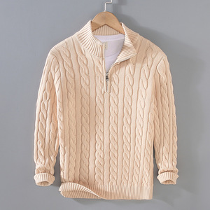 Pull en maille épaisse à <span class=keywords><strong>col</strong></span> <span class=keywords><strong>roulé</strong></span> mi-haut pour <span class=keywords><strong>homme</strong></span>, nouvelle collection automne-<span class=keywords><strong>hiver</strong></span> 8509, fermeture éclair, pull ample, veste en maille pour <span class=keywords><strong>homme</strong></span> - Product Image 1