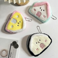 Pochette à monnaie en peluche écologique en forme de maison de dessin animé, jouet de rangement pour pièces de monnaie pour enfants, cadeaux de bienvenue, pendentif promotionnel