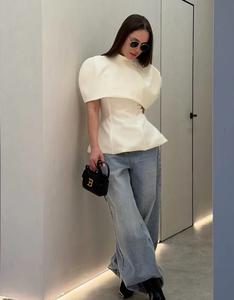 Zevity Completo Due Pezzi da Donna 2026: Blusa Senza Spalline Nera e <span class=keywords><strong>Bianca</strong></span> e Sciarpa, Top <span class=keywords><strong>Sexy</strong></span> Slim Fit con Cintura, Brand di Lusso - Product Image 2