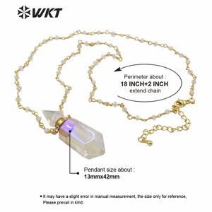 Collier à double point en cristal plaqué or pour femmes, WT-N1233, collier à quartz Aura, chapelet <span class=keywords><strong>de</strong></span> perles, bouteille <span class=keywords><strong>de</strong></span> <span class=keywords><strong>esprit</strong></span>, vente en gros - Product Image 6
