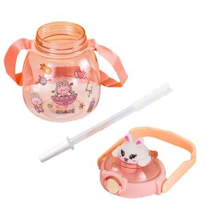 ขวดน้ำการ์ตูนน่ารัก พกพาสะดวก ขวดน้ำพลาสติกใสสำหรับเด็กนักเรียน - Product Image 3