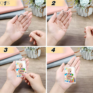 QYS Double Sided <b>Blank</b> Picture Acrylic Keychain Personalised Photo Key Fob Holder with Split <b>Ring</b> for Insert Photo - Product Image 5
