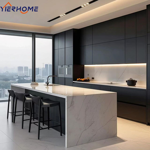 ชุดตู้<span class=keywords><strong>ครัว</strong></span>สำเร็จรูปแบบโมดูลาร์ |   ไม้เคลือบสีดำแบบประกอบได้สำหรับอพาร์ทเมนต์ - Product Image 3