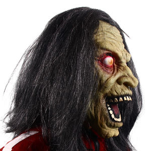 Máscara de Látex de <span class=keywords><strong>Bruja</strong></span> Zombi con Ojos Rojos Brillantes, Peluca Larga Negra, Máscara Facial Completa Aterradora, <span class=keywords><strong>Disfraz</strong></span> para Halloween, Festival, Cosplay, Casa Embrujada - Product Image 5