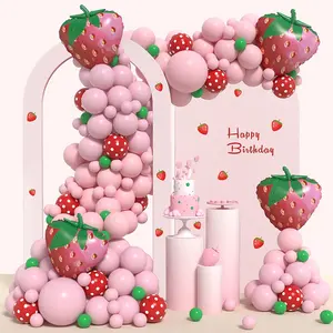 Strawberry Party Decorations with Red Polka Dot Balloons for Strawberry Themed Baby Shower Birthday Party Supplies for Girl