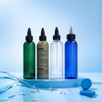 Bouteilles applicatrices de luxe en plastique PET de 120 ml (4 oz) vides, personnalisables avec logo, à bouchon torsadé et embout pointu pour huile capillaire