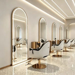 Miroir de Salon de Coiffure et de Maquillage LED Mural Doré Grande Taille, Idéal pour Barbiers et Salons de Beauté - Offre Spéciale - Product Image 1