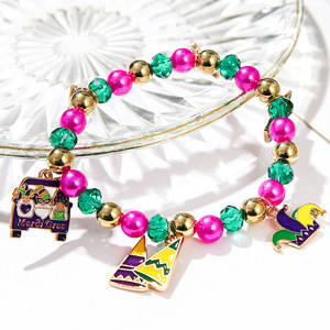 Pulsera de Carnaval con Perlas de Imitación y Colgante de Aleación, Joyería Unisex, Regalo, Pulseras de Moda con Dijes - Product Image 3