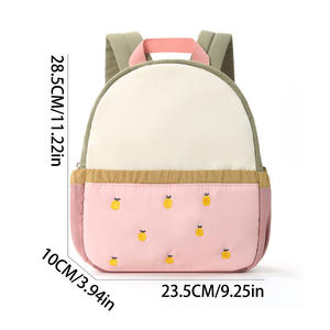 Mochila Infantil con Bloques de Color y Bordado de Manzana, Mochila de Viaje para Bebés de Jardín de Infancia, Mochila Infantil de Poliéster Impermeable a la Moda - Product Image 5