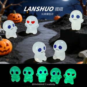 Poupée fantôme de dessin animé qui brille dans le noir, ornements miniatures en résine pour Halloween, bijoux DIY, porte-clés, pendentifs - Product Image 2