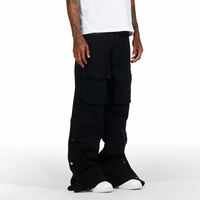 Großhandel Maßgeschneiderte Weite Denim-Hosen Baggy-Fit Schwarze Jeans für Herren Vielseitiger Stil Stacked Parachute Cargo-Jeans