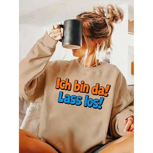 Sudadera con Capucha Personalizada para Mujer, Transpirable, Ecológica, de Manga Larga, Talla Grande, con Estampado Otoñal 'BIN HIER DA SEIN KANN STARTEN' - Product Image 4