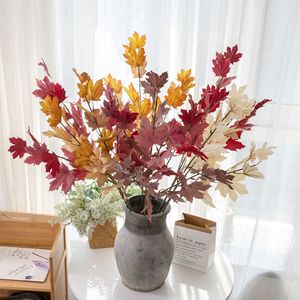 Fleur artificielle CallaFloral à tige unique, feuille d'érable, vert, marron clair, blanc, rose, décoration de mariage, style INS - Product Image 1