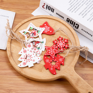 Juego de Adornos Colgantes de Madera Navideños con Cuerda, Copo de Nieve, Reno, Campana, Santa Claus, Decoración para Árbol de Navidad - Product Image 2