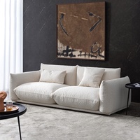 Wabi-Sabi-Stil Granulierter Fleece-Kaschmir-Bezug Dreisitzer-Sofa Weiß Gerade Cremefarbene Moderne Wohnzimmermöbel
