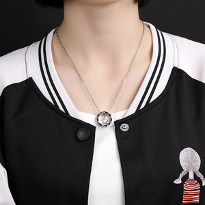 Círculo de moda grabado eres el favorito de <span class=keywords><strong>mi</strong></span> vida piedra negra circón estrella pareja Collar para hombre <span class=keywords><strong>mujer</strong></span> - Product Image 5