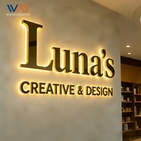 Enseigne lumineuse LED 3D personnalisée pour salon de beauté, nom de l'entreprise, lettres métalliques rétroéclairées pour mur d'entreprise, enseigne lumineuse LED illuminée