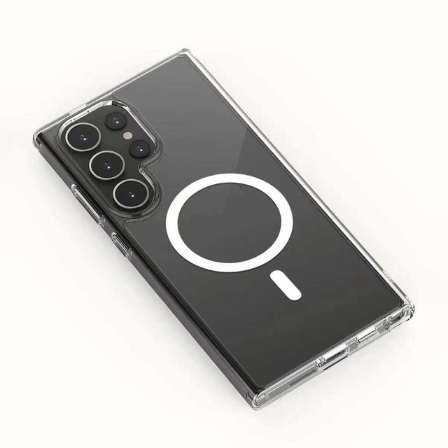 Slim Thin Shockproof Full Body Protective Cover Transparent Magnetic Case for Samsung S24 Ultra