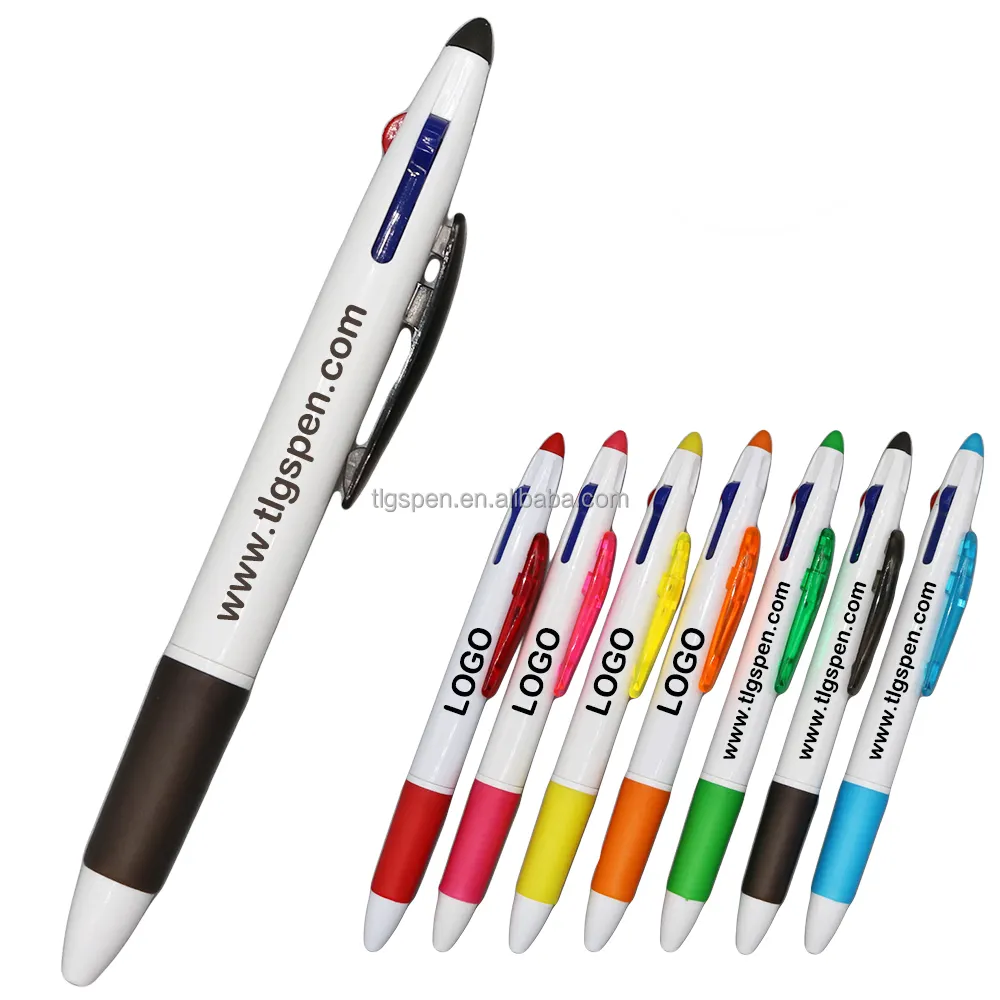 wholesale free samples promotional custom logo multi colors 3 color pens